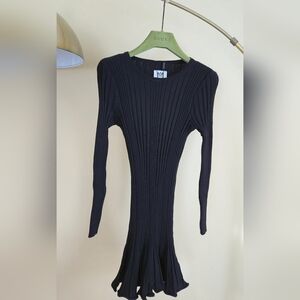 NWT MILLY Minis Black Long Sleeve Knit  Dress Size:XS